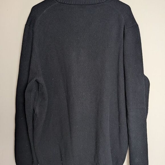 Gran Sasso Italy 100% Wool Sweater XL Black Gray 1/4 Button Front High Quality - Picture 7 of 9